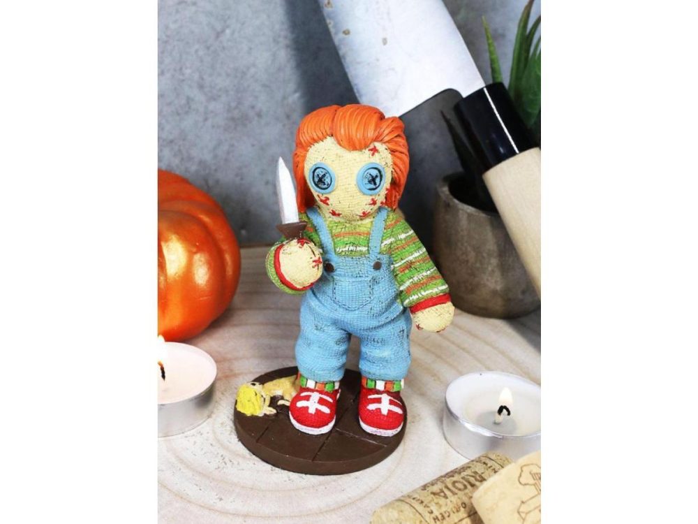 Home Accents |  Ebros Child’s Play Buddi Horror Doll Chucky Holding Knife Pinheadz Monster Decor Ebros Gift