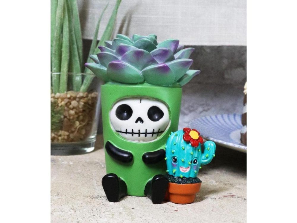 Home Accents |  Ebros Furry Bones Echy The Succulent Plant Pot With Cactus Skeleton Figurine Decor Ebros Gift