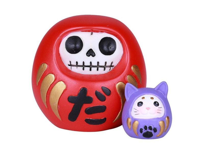 Home Accents |  Ebros Furrybones Japanese Daruma With Mouse Friend Skeleton Statue Toy Furry Bones Decor Ebros Gift