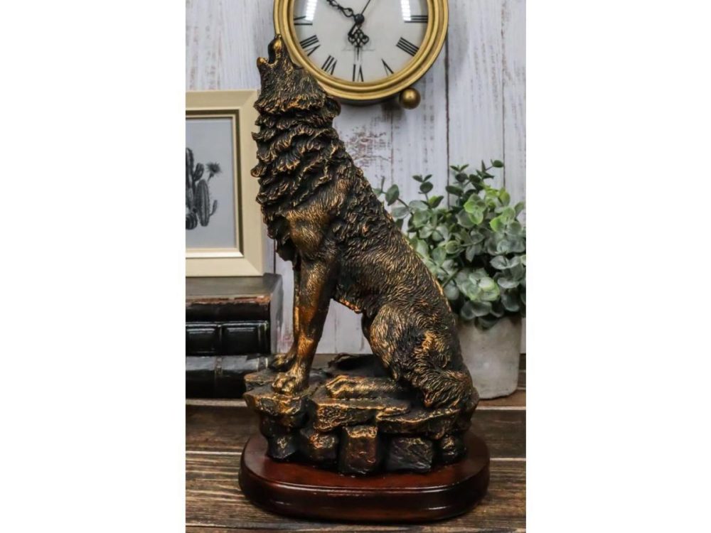 Home Accents |  Ebros Howling Wolf Statue 10.5″ Tall Alpha Wolf Pack Figurine In Faux Bronze Decor Ebros Gift