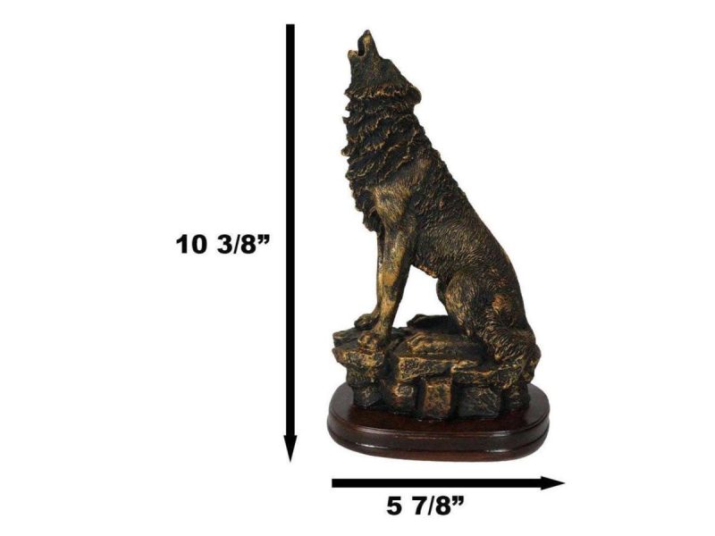 Home Accents |  Ebros Howling Wolf Statue 10.5″ Tall Alpha Wolf Pack Figurine In Faux Bronze Decor Ebros Gift