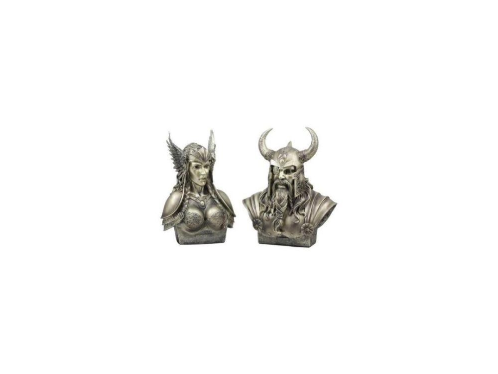 Home Accents |  Ebros Norse Viking Mythology Chief God Odin And Goddess Valkyrie Busts Statue Set Poetic Edda Gods Of Asgard Protectors Of The Nine Realms Decor Ebros Gift