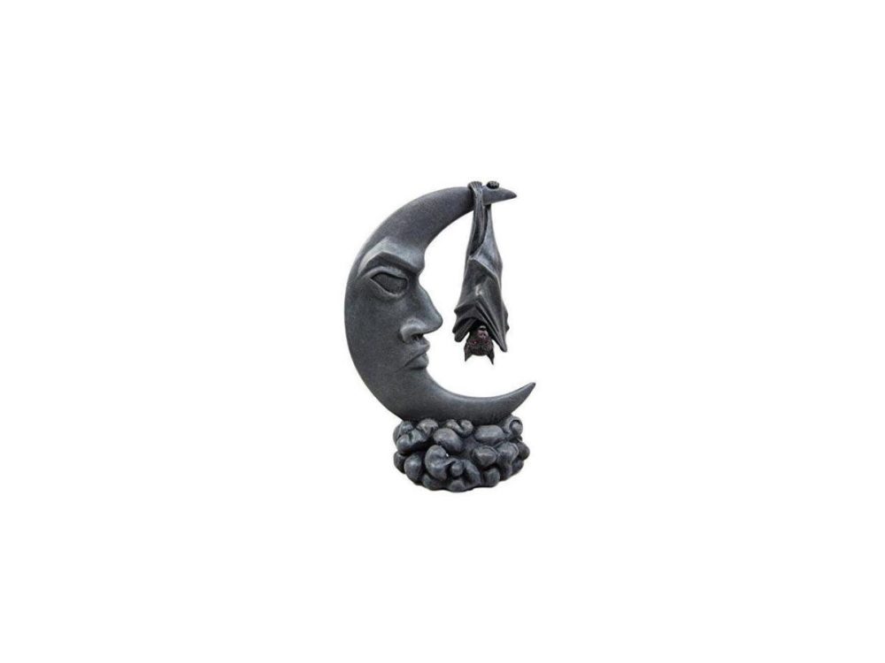 Home Accents |  Ebros Sleeping Bat Hanging Over The Celestial Crescent Moon Figurine 8″H Decor Ebros Gift