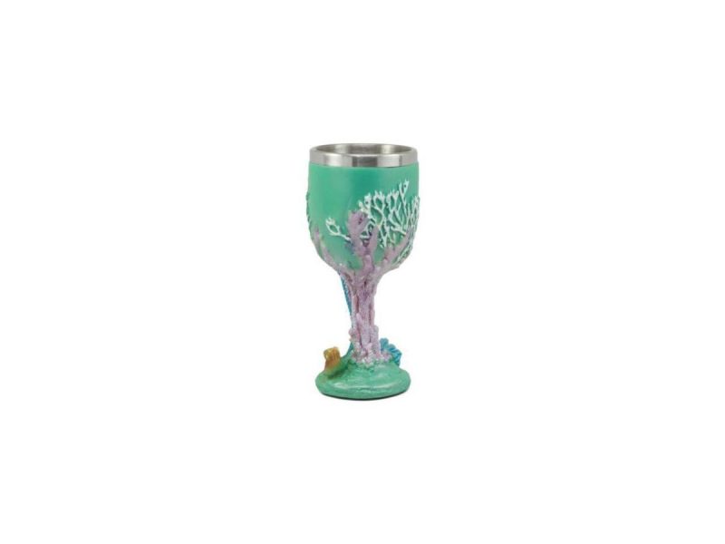 Home Accents |  Ebros Turquoise Ocean Marine Coral Reef Mermaid With Pearl Wine Goblet Decor Ebros Gift