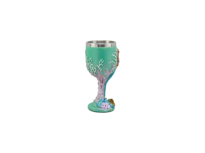 Home Accents |  Ebros Turquoise Ocean Marine Coral Reef Mermaid With Pearl Wine Goblet Decor Ebros Gift