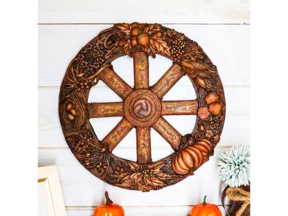 Home Accents |  Ebros Wheel Of The Year Plaque Eight Pagan Festivals Sabbats By Maxine Miller Decor Ebros Gift