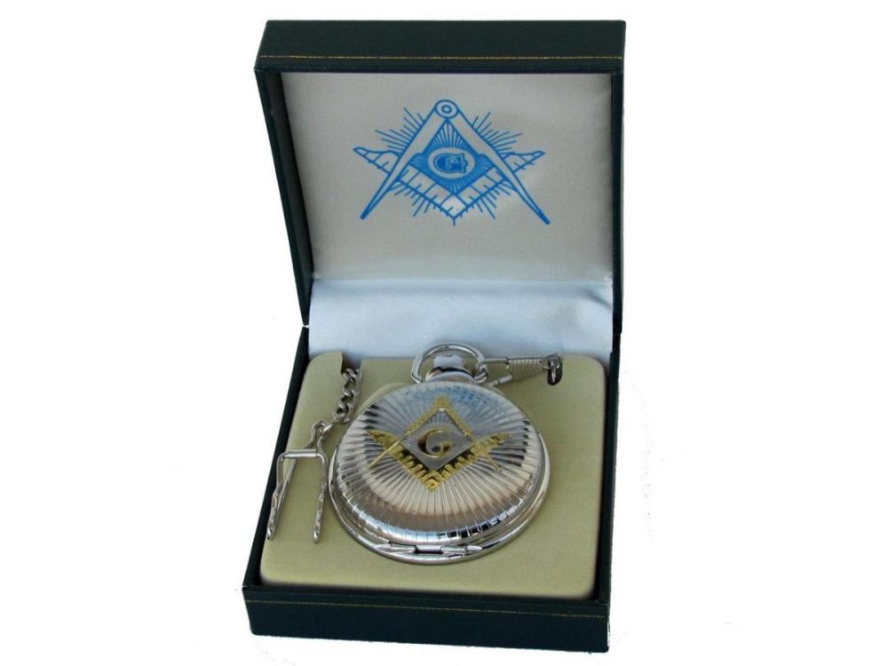 Home Accents |  Freemason Master Free Mason Mens Pocket Watch Gold&Silver Tone Square&Compasses Decor Home Accents