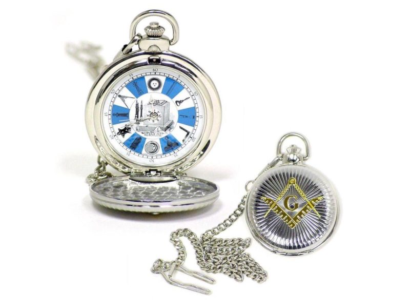 Home Accents |  Freemason Master Free Mason Mens Pocket Watch Gold&Silver Tone Square&Compasses Decor Home Accents