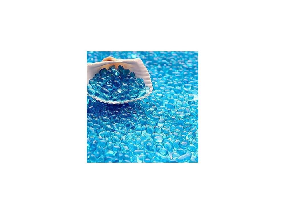 Home Accents |  Glass Stones, 1Lb/460G Irregular Sea Glass Pebbles Non-Toxic Artificial Crystal Gemstones For Aquarium Turtle Tank Vase Filler Terrarium Flowerpot Decoration, Lake Blue Decor Dazzling Displays