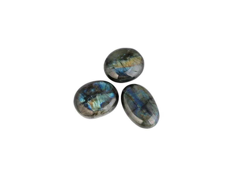 Home Accents |  Irregular Polished Labradorite Palm Stones Worry Stones Pebble Healing Crystal With Velvet Bag Decor Home Accents