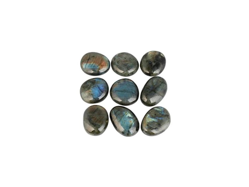 Home Accents |  Irregular Polished Labradorite Palm Stones Worry Stones Pebble Healing Crystal With Velvet Bag Decor Home Accents