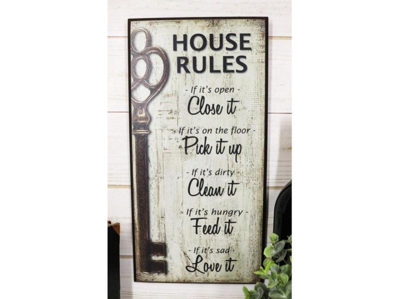 Home Accents |  Our Family Rules Wall Art Signs Decor Set Of 3 For Kitchen House Bathroom Accent Decor Ebros Gift