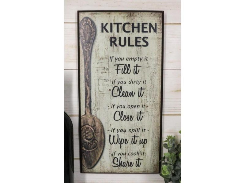 Home Accents |  Our Family Rules Wall Art Signs Decor Set Of 3 For Kitchen House Bathroom Accent Decor Ebros Gift