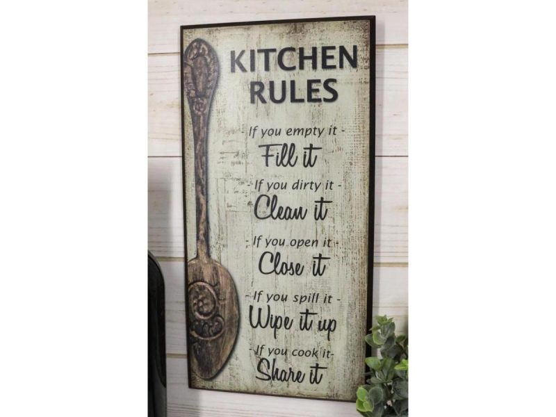 Home Accents |  Our Family Rules Wall Art Signs Decor Set Of 3 For Kitchen House Bathroom Accent Decor Ebros Gift