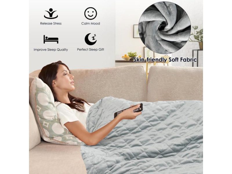 Home Textiles & Bedding |  15Lbs Weighted Blanket 100% Cotton W/ Super Soft Crystal Cover Decor Costway