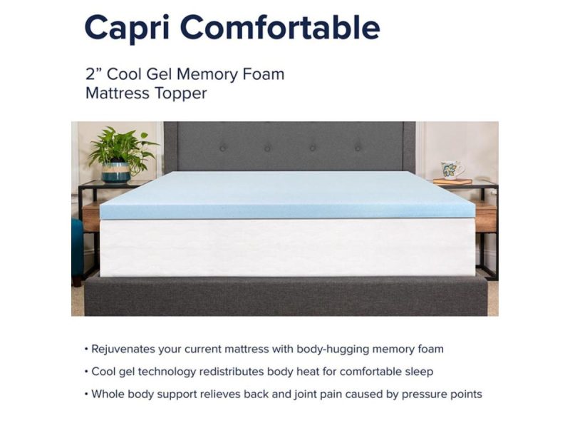 Home Textiles & Bedding |  Capri Comfortable Sleep 2 Inch Cool Gel Memory Foam Mattress Topper – Full Decor Flash Furniture