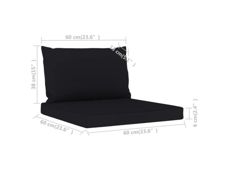 Home Textiles & Bedding |  Vidaxl Chair Cushion 2 Pcs Outdoor Seat Cushion Sofa Pad Black Oxford Fabric Decor Home Textiles & Bedding