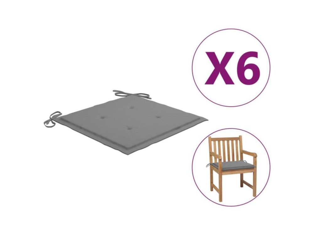 Home Textiles & Bedding |  Vidaxl Chair Cushion 6 Pcs Outdoor Patio Seat Cushion Pad Gray Oxford Fabric Decor Home Textiles & Bedding