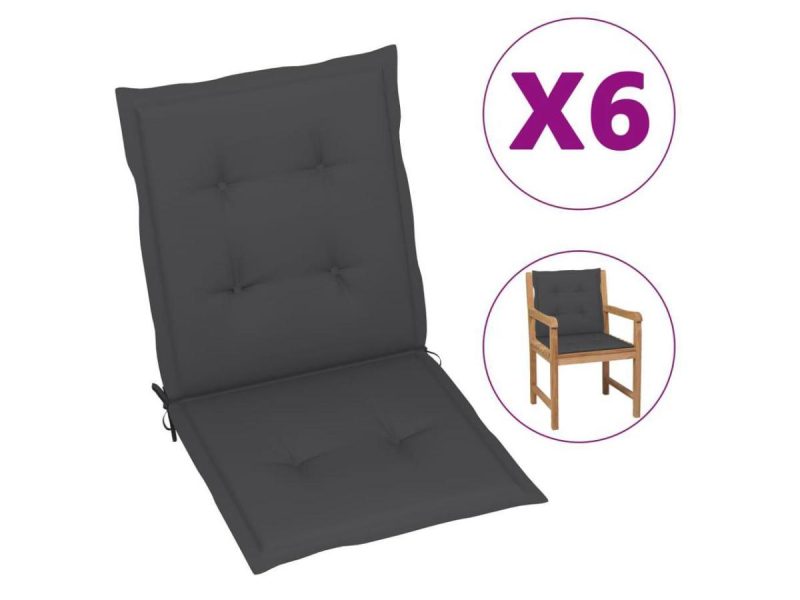 Home Textiles & Bedding |  Vidaxl Chair Cushion 6 Pcs Patio Chair Cushion Pad Anthracite Oxford Fabric Decor Home Textiles & Bedding