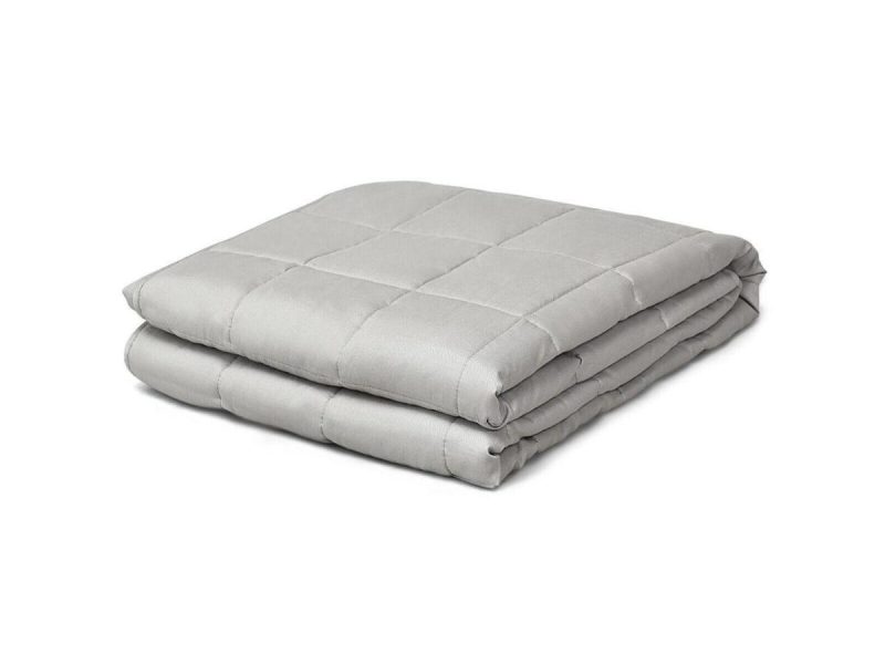 Home Textiles & Bedding |  Weighted Blankets 100% Cotton W/ Glass Beads Light Grey 20 Lbs, 60” X 80” Decor Costway