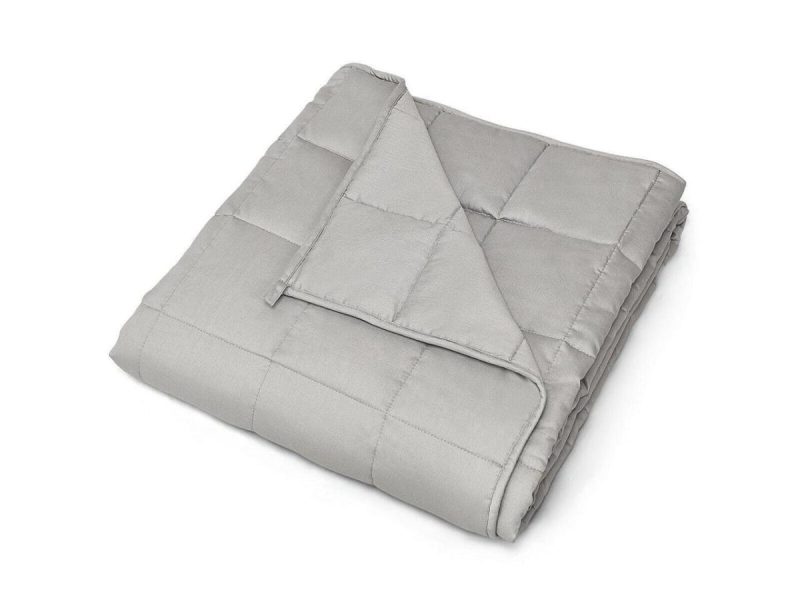 Home Textiles & Bedding |  Weighted Blankets 100% Cotton W/ Glass Beads Light Grey 20 Lbs, 60” X 80” Decor Costway