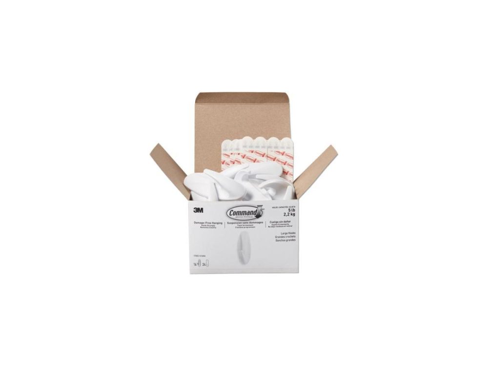 Hooks & Picture Hangers |  3M Command 17083S16Na Designer Hooks, Plastic, White, 5 Lb Cap, 16 Hooks And 24 Strips/Pack Decor 3M