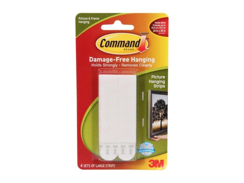 Hooks & Picture Hangers |  3M Command 17206 Large Picture Hanging Strips, White, 4 Sets Of Strips Decor 3M