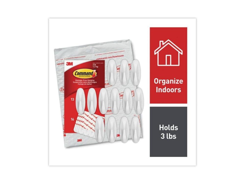 Hooks & Picture Hangers |  3M Command Designer Hooks Medium Plastic 3 Lb White 13 Hooks/16 Strips 1708113Na Decor 3M