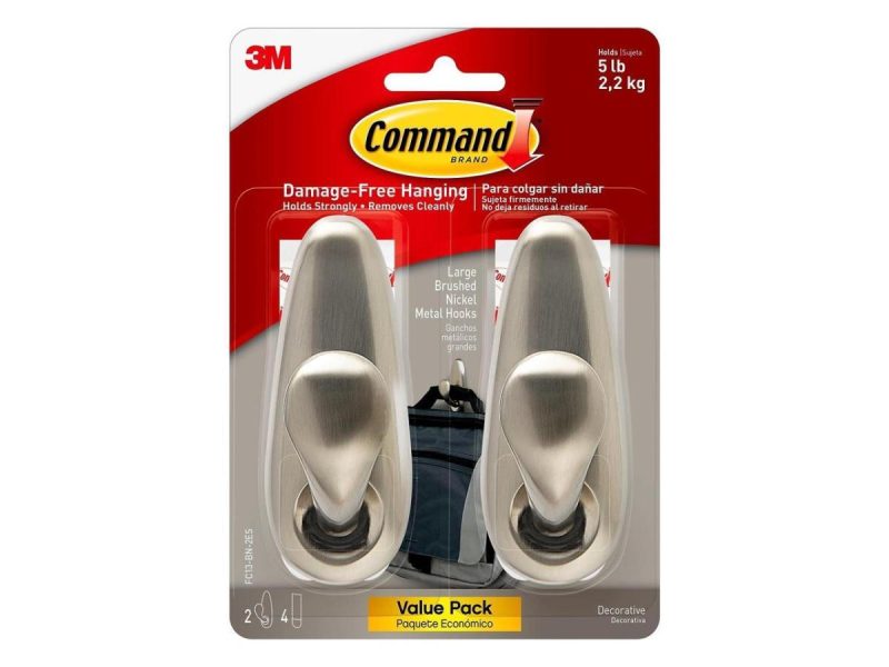 Hooks & Picture Hangers |  3M Company 2Pk Lg Bn Mtl Hooks Fc13-Bn-2Es Decor 3M