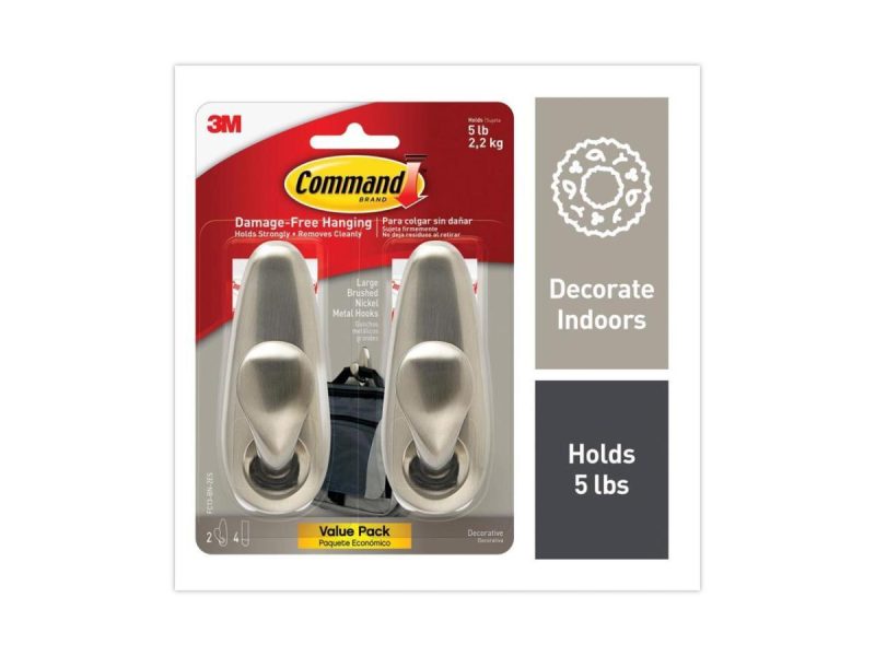 Hooks & Picture Hangers |  3M Company 2Pk Lg Bn Mtl Hooks Fc13-Bn-2Es Decor 3M