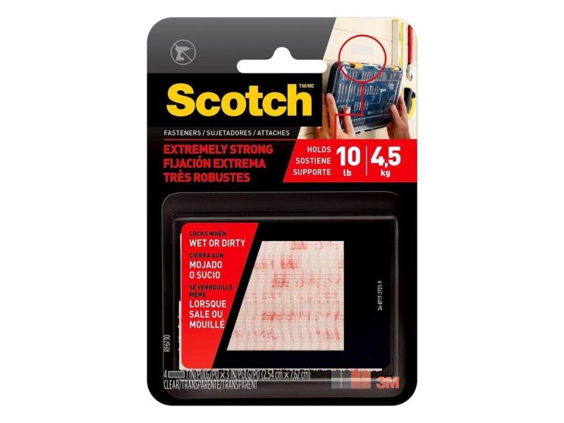 Hooks & Picture Hangers |  3M Scotch Extreme Fasteners 1″ X 3″ Clear 2/Pack Rf6730 Decor 3M