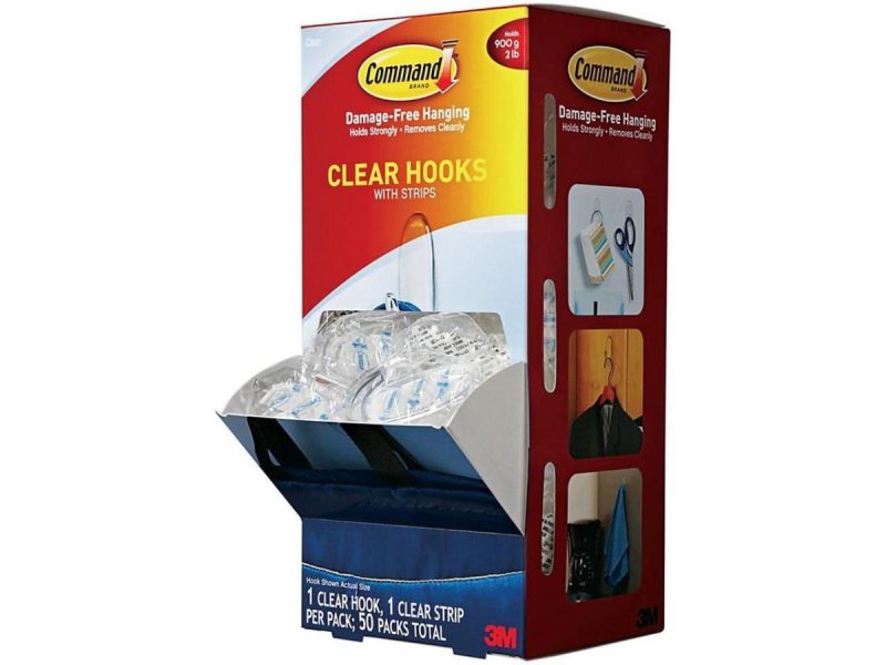 Hooks & Picture Hangers |  Clear Hooks & Strips, Plastic, Medium, 50 Hooks W/50 Adhesive Strips P Decor Command