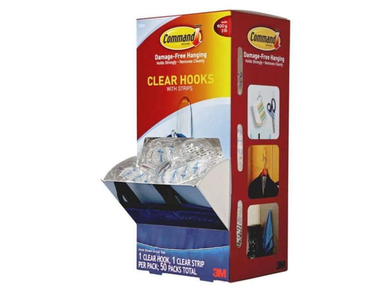 Hooks & Picture Hangers |  Clear Hooks & Strips, Plastic, Medium, 50 Hooks W/50 Adhesive Strips P Decor Command