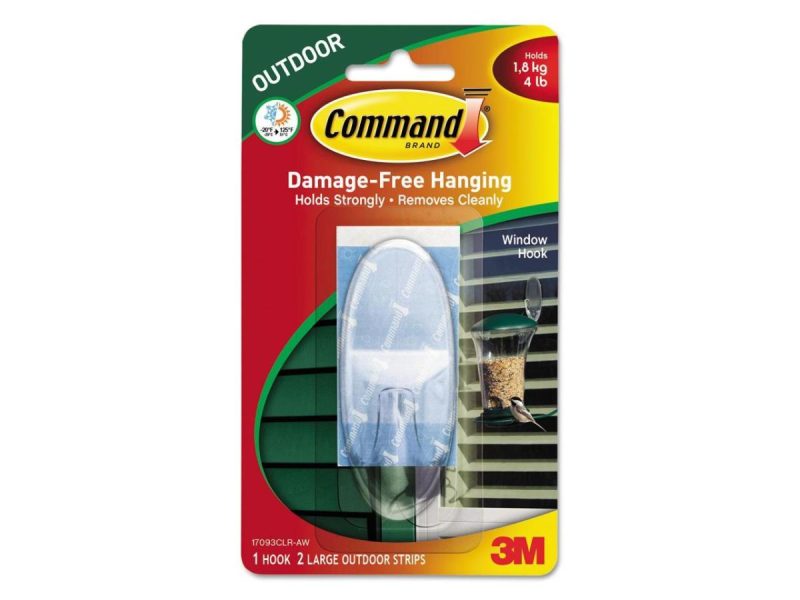 Hooks & Picture Hangers |  Command All Weather Hooks And Strips Plastic Large 1 Hooks & 2 Strips/Pack Decor Command