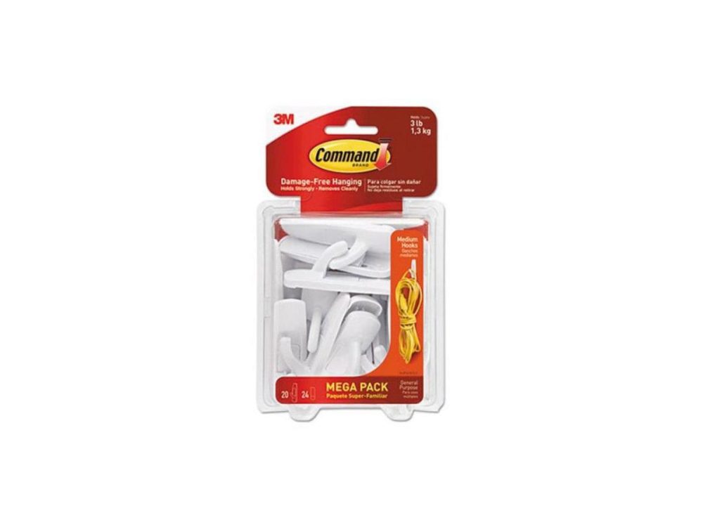 Hooks & Picture Hangers |  Command Hook,Medium,Mega,20/Pk 17001Mpes Decor 3M