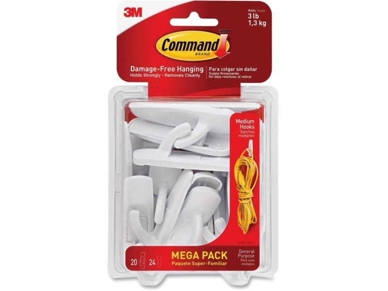 Hooks & Picture Hangers |  Command Hook,Medium,Mega,20/Pk 17001Mpes Decor 3M