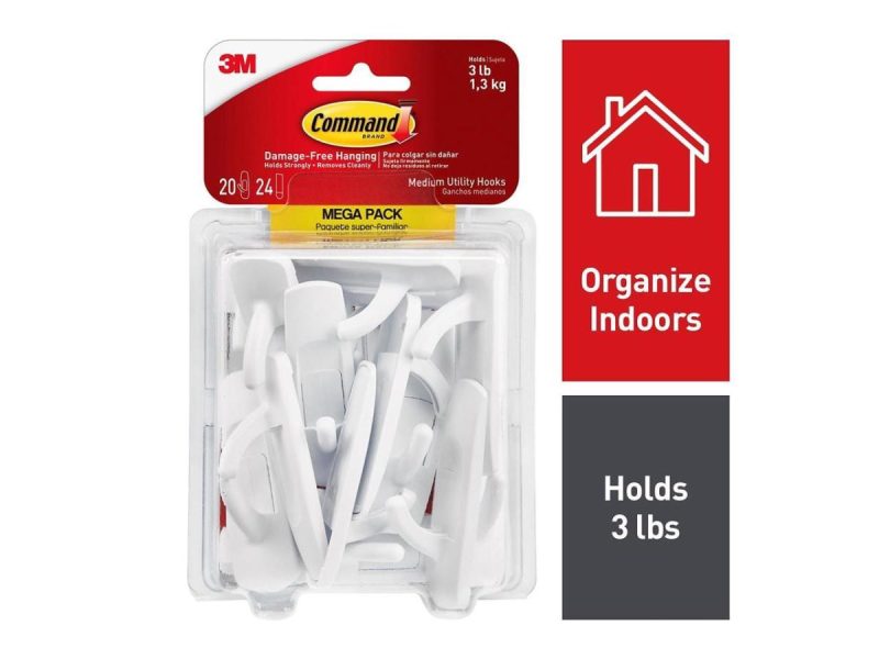 Hooks & Picture Hangers |  Command Hook,Medium,Mega,20/Pk 17001Mpes Decor 3M