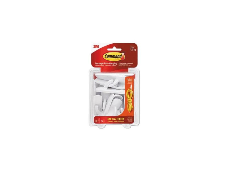 Hooks & Picture Hangers |  Command Hook,Medium,Mega,20/Pk 17001Mpes Decor 3M