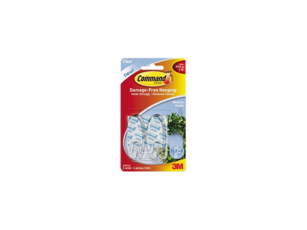 Hooks & Picture Hangers |  Command Medium Hooks 2/Pkg-Clear – Oem Decor 3M