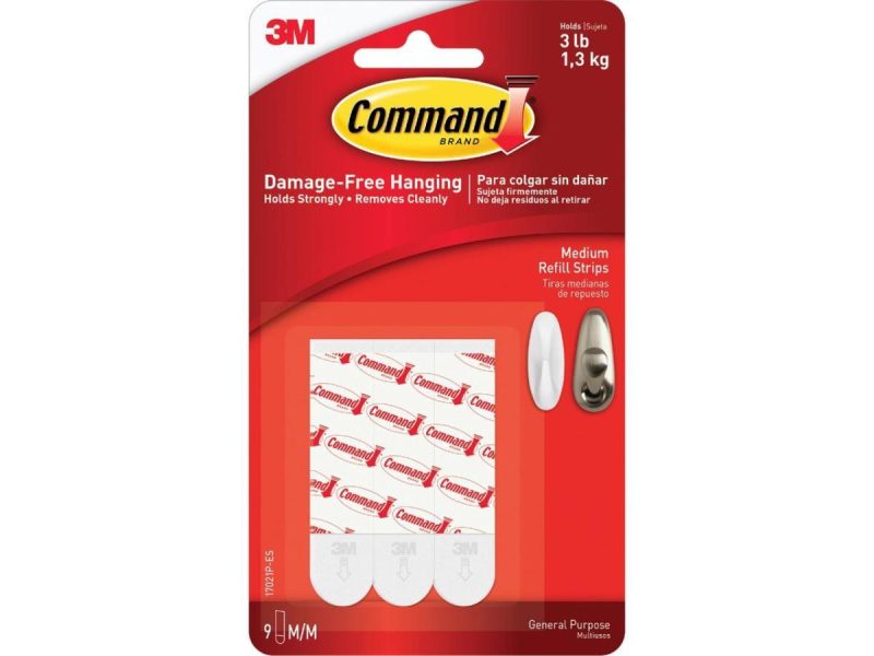 Hooks & Picture Hangers |  Command Medium Refill Mounting Adhesive Strip (9 Count) 17021P-Es-9Pk – Oem Decor 3M