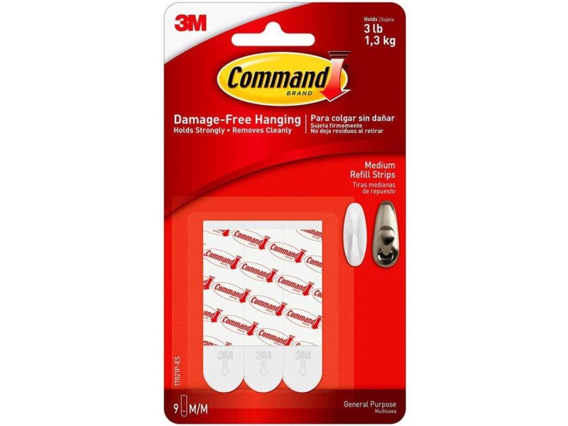 Hooks & Picture Hangers |  Command Medium Refill Mounting Adhesive Strip (9 Count) 17021P-Es-9Pk – Oem Decor 3M