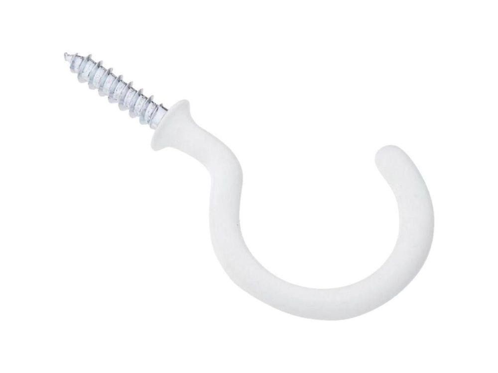 Hooks & Picture Hangers |  National 1-1/2 In. White Vinyl Cup Hook (2 Count) N248450 Decor Hooks & Picture Hangers