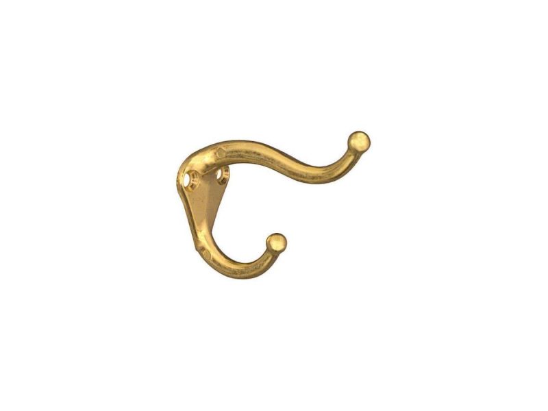 Hooks & Picture Hangers |  National, N154-575, 2 Pack, Bright Brass Finish, Coat & Hat Hook Decor Hooks & Picture Hangers