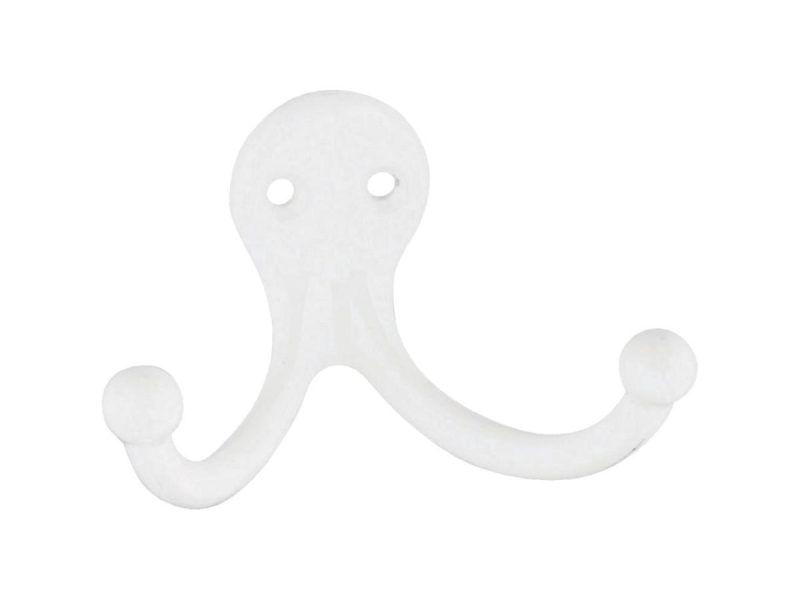 Hooks & Picture Hangers |  National White Double Clothes Wardrobe Hook, 2 Per Card N248385 Decor Hooks & Picture Hangers