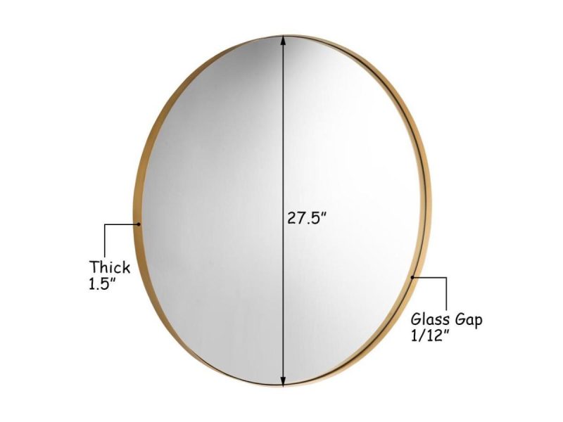 Mirrors |  27.5”Modern Metal Wall-Mounted Round Mirror For Bathroom Entryway Gold Decor Costway