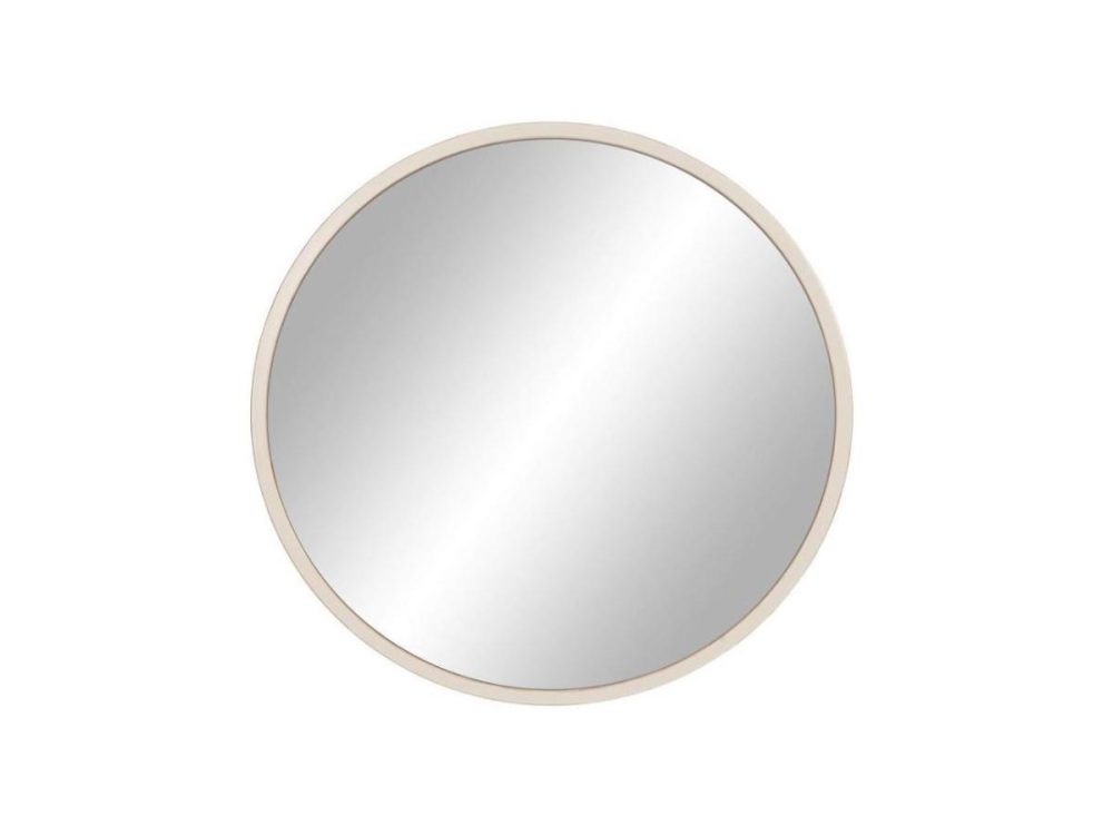 Mirrors |  30″ Distressed Cream And Gold Framed Round Wall Mirror, White Decor Mirrors