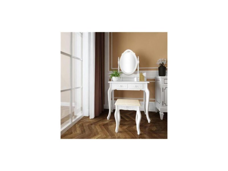 Mirrors |  Fstniceted Modern Concise 4-Drawer 360-Degree Rotation Removable Mirror Dresser White Decor FstNiceTed