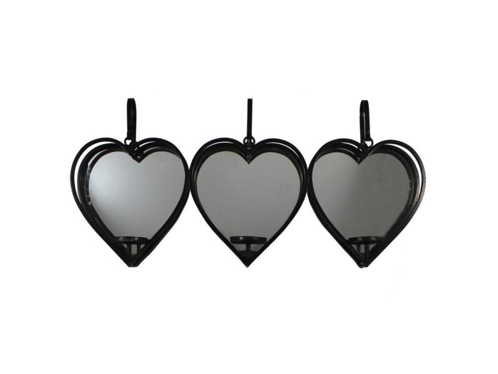 Mirrors |  Urban Designs Three Hearts Mirrored Candle Wall Sconce Decor Mirrors