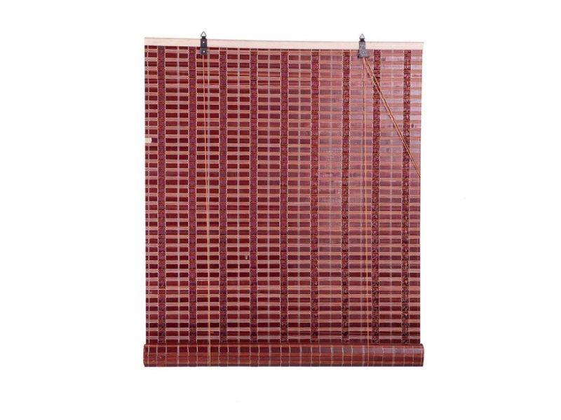 Window Treatments |  Asian Home Natural Bamboo Roll Up Window Blind Sun Shade Burgundy Wb-Sun319 (W24 X H72) Decor Thy Trading LLC