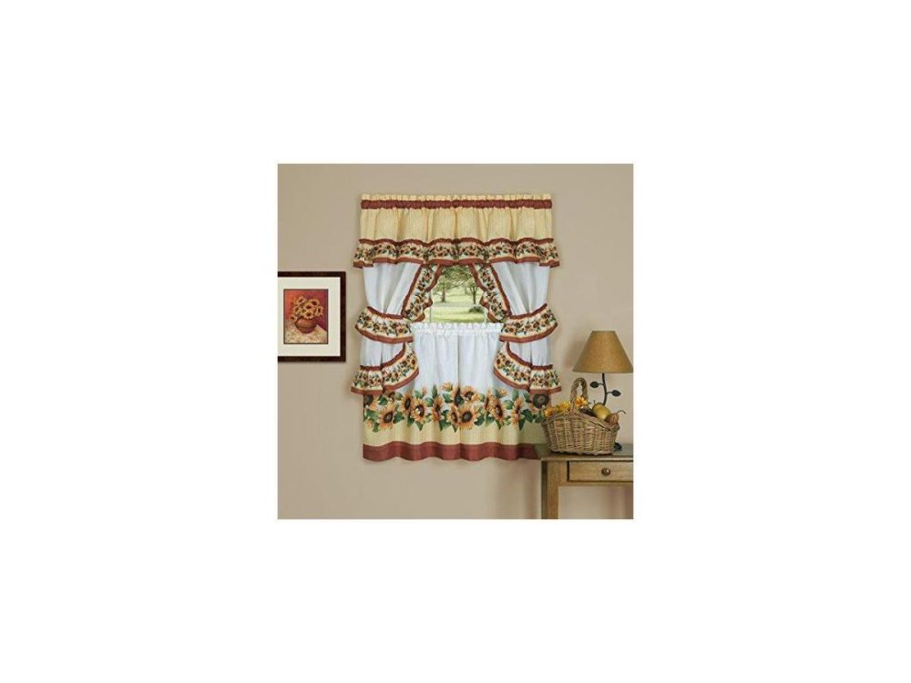 Window Treatments |  Black Eyed Susan Cottage Set – 57X36 – Spice Decor ACHIM